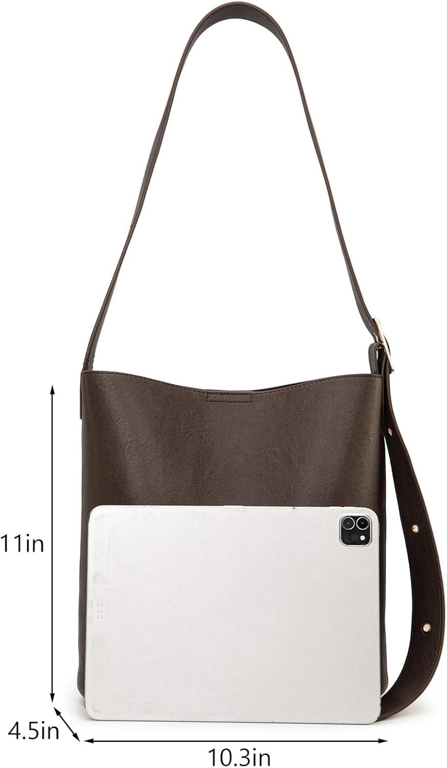 imageMontana West Medium Hobo Shoulder Bag for Women 2PCS Slouchy Crossbody Purse with Zipper Pouch Casual Bucket HandbagChocolate