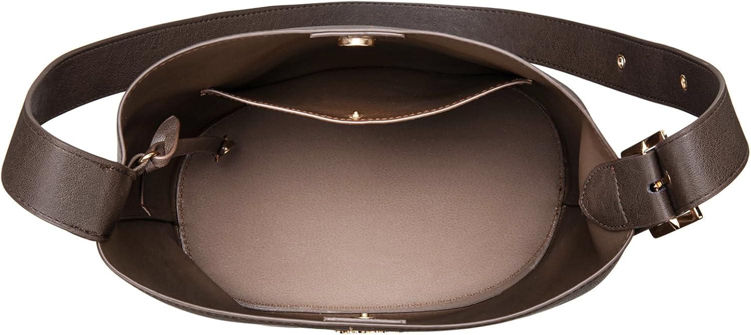 imageMontana West Medium Hobo Shoulder Bag for Women 2PCS Slouchy Crossbody Purse with Zipper Pouch Casual Bucket HandbagChocolate