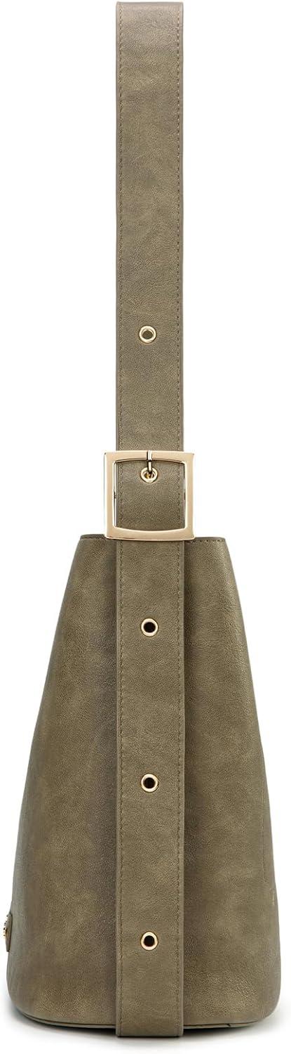 imageMontana West Medium Hobo Shoulder Bag for Women 2PCS Slouchy Crossbody Purse with Zipper Pouch Casual Bucket HandbagOlive