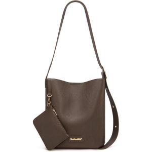 Montana West Medium Hobo Shoulder Bag for Women, 2PCS Slouchy Crossbody Purse with Zipper Pouch, Casual Bucket Handbag(Chocolate)