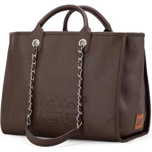 x Lee Large Shoulder Tote Bag for Women Vegan Leather Top-Handle Bag(Coffee)