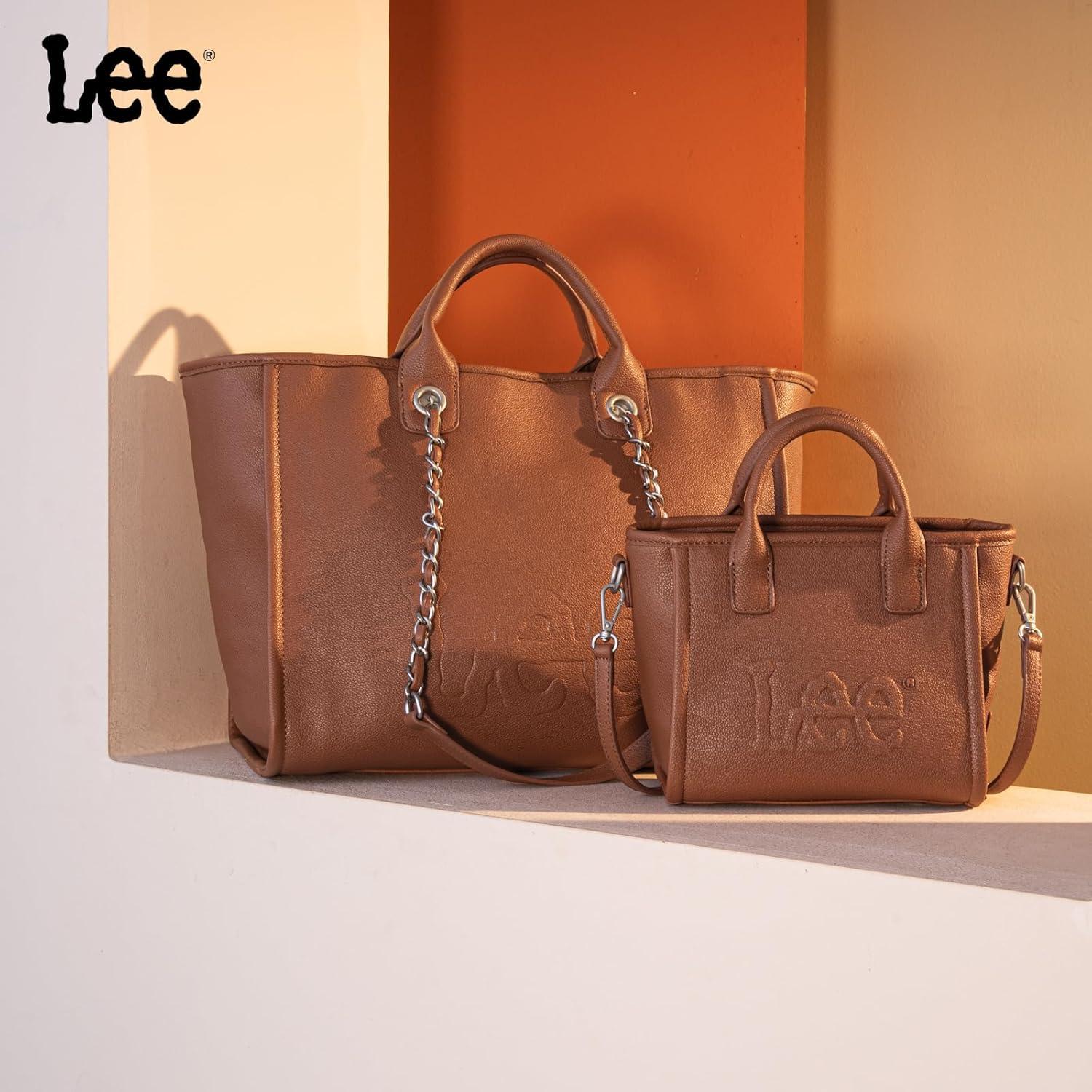 imagex Lee Large Shoulder Tote Bag for Women Vegan Leather TopHandle BagBrown