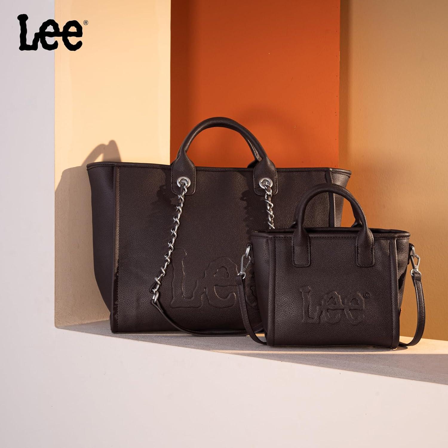 imagex Lee Large Shoulder Tote Bag for Women Vegan Leather TopHandle BagCoffee