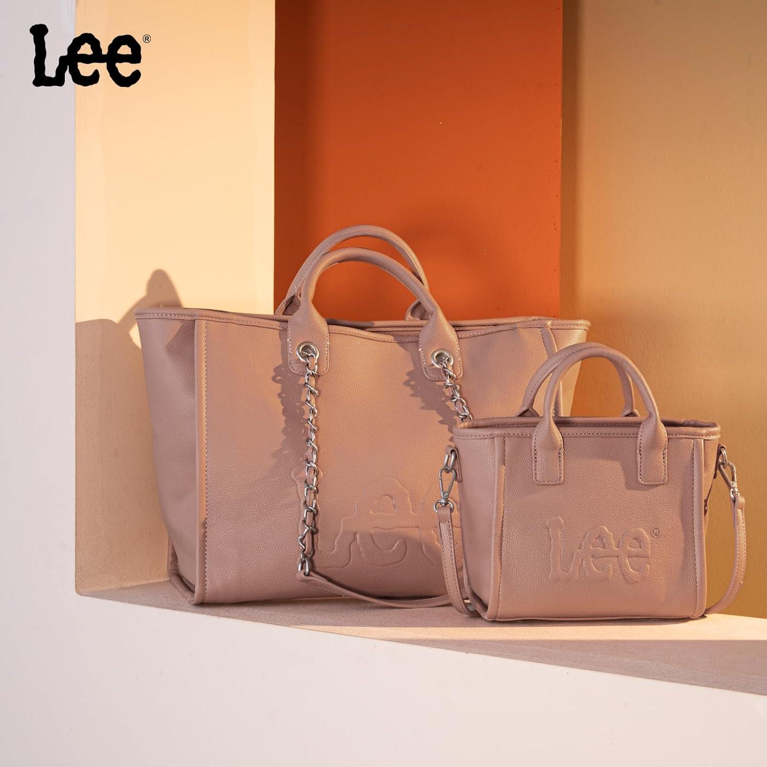 imagex Lee Large Shoulder Tote Bag for Women Vegan Leather TopHandle BagPink