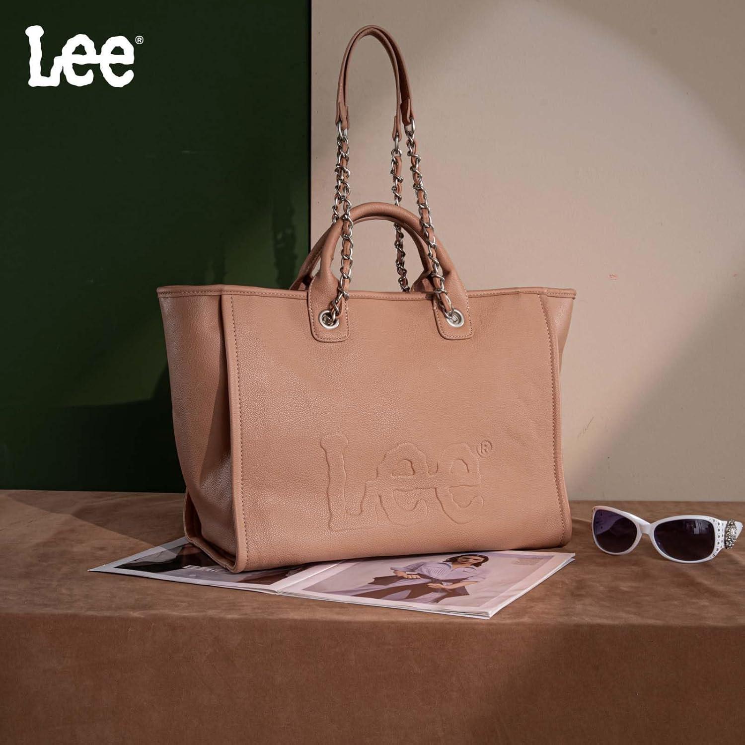 imagex Lee Large Shoulder Tote Bag for Women Vegan Leather TopHandle BagPink