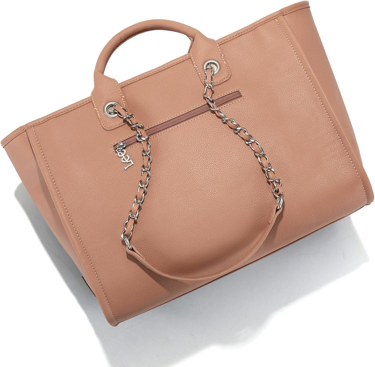 imagex Lee Large Shoulder Tote Bag for Women Vegan Leather TopHandle BagPink