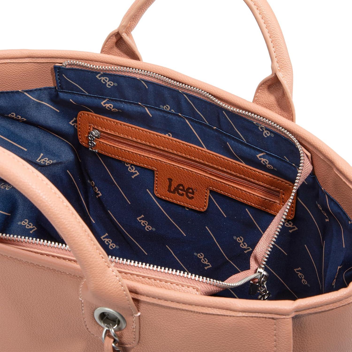 imagex Lee Large Shoulder Tote Bag for Women Vegan Leather TopHandle BagPink