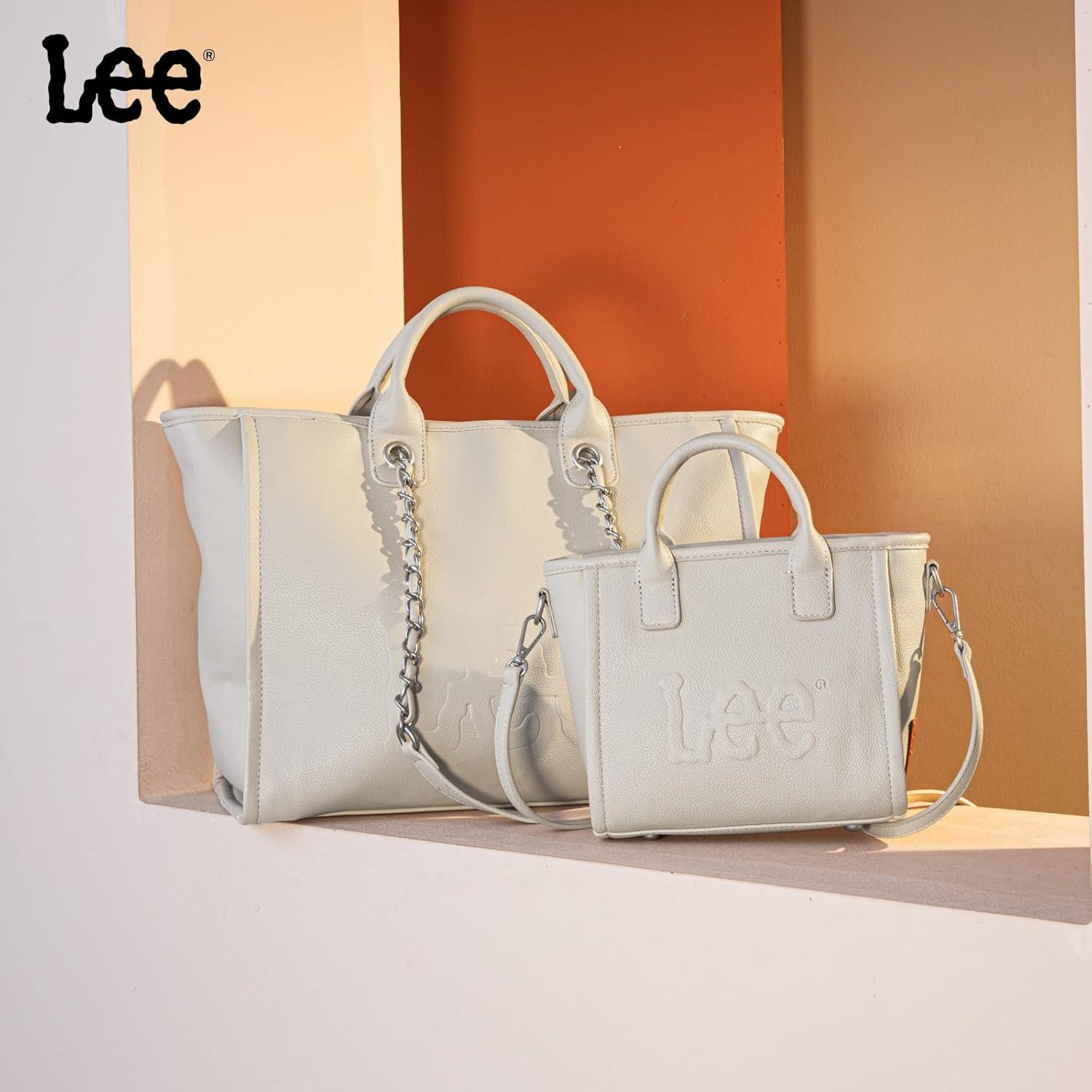 imagex Lee Large Shoulder Tote Bag for Women Vegan Leather TopHandle BagTan