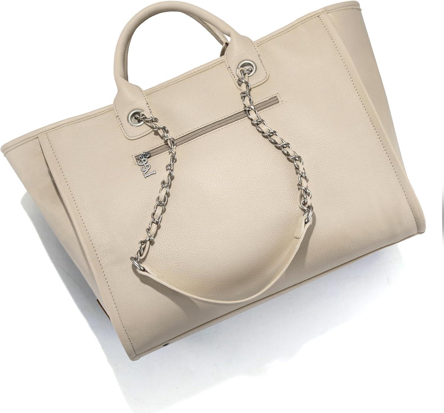 imagex Lee Large Shoulder Tote Bag for Women Vegan Leather TopHandle BagTan
