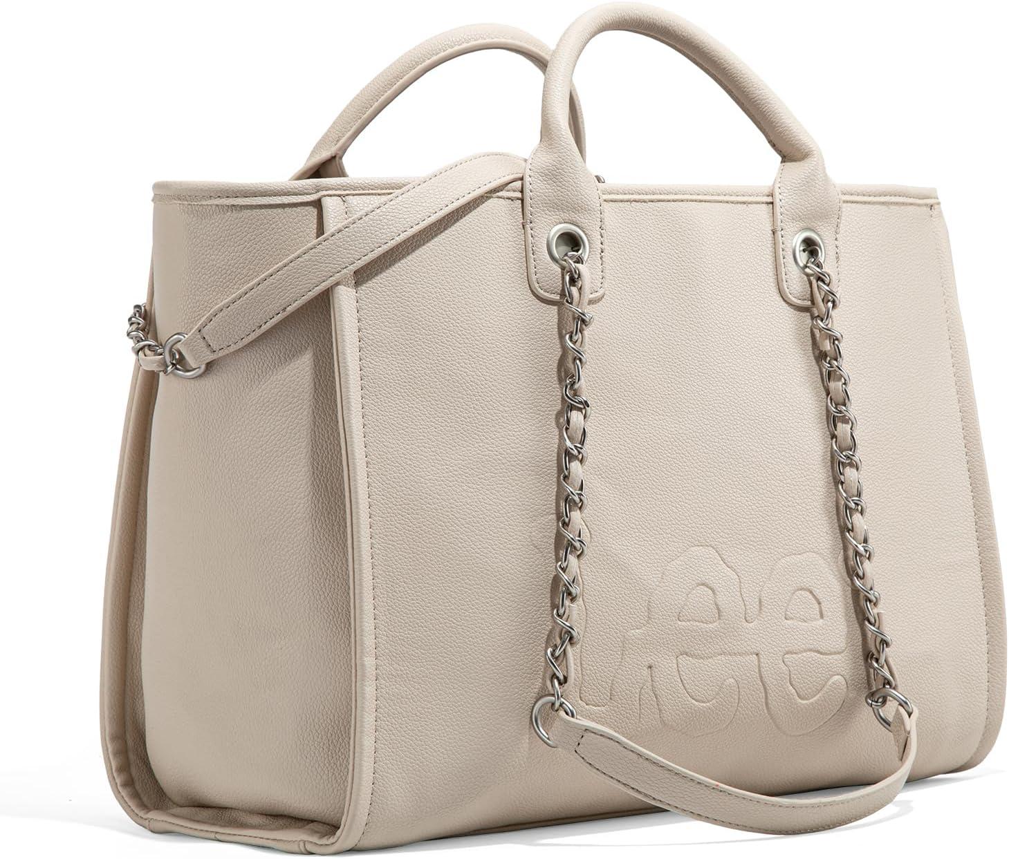 imagex Lee Large Shoulder Tote Bag for Women Vegan Leather TopHandle BagTan