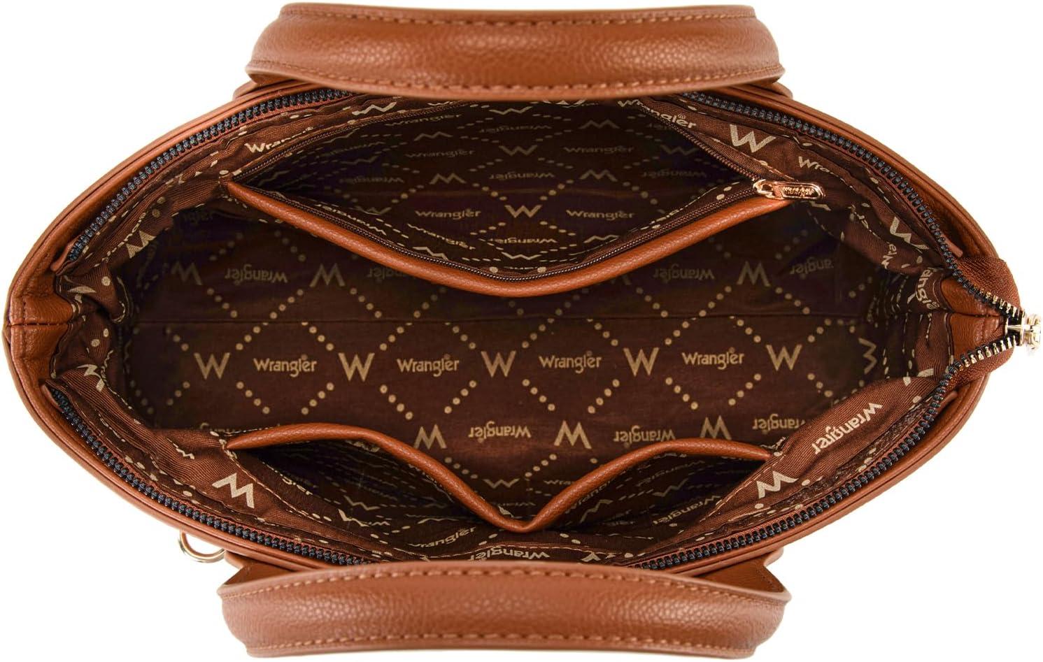 imageMontana West Wrangler Medium Tote Bag Purse for Women with Handbag Charm and Detachable Mini PouchBrown