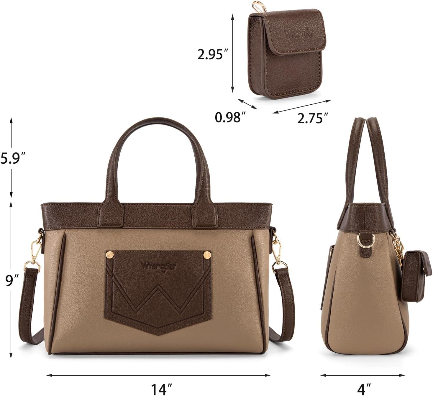 imageMontana West Wrangler Medium Tote Bag Purse for Women with Handbag Charm and Detachable Mini PouchCoffee