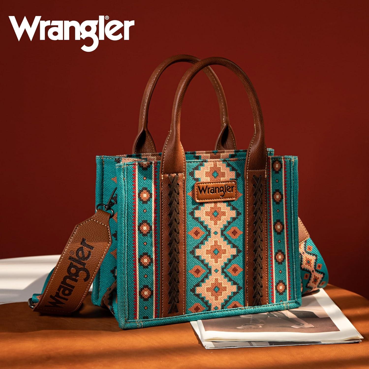 imageWrangler Aztec Tote Bag for Women Boho Shoulder Purses and Western Handbags Boho WesternElegant Turquoiseguitar Strap M
