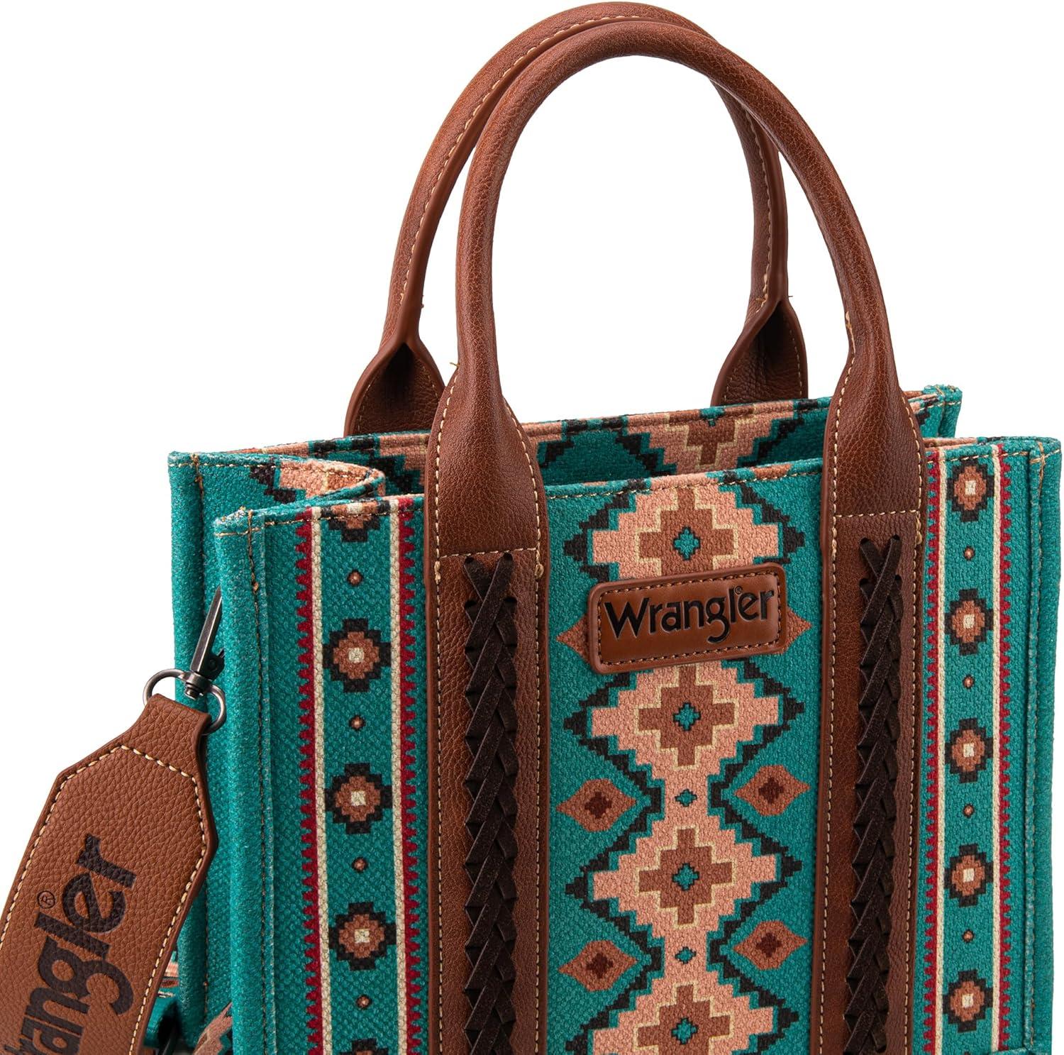 imageWrangler Aztec Tote Bag for Women Boho Shoulder Purses and Western Handbags Boho WesternElegant Turquoiseguitar Strap M