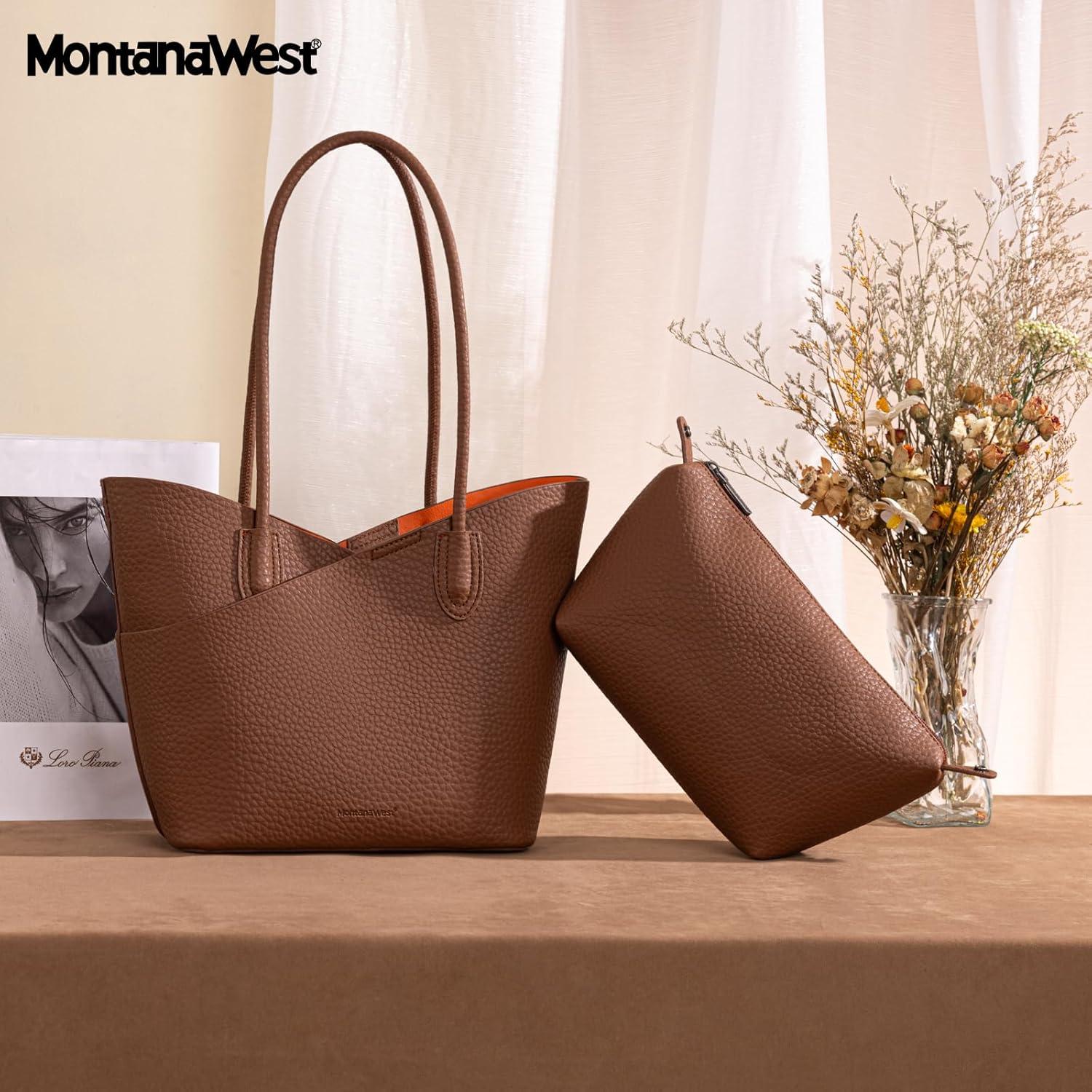 imageMontana West Tote Bag for Women Hobo Shoulder Purses and HandbagsCaramel Brown