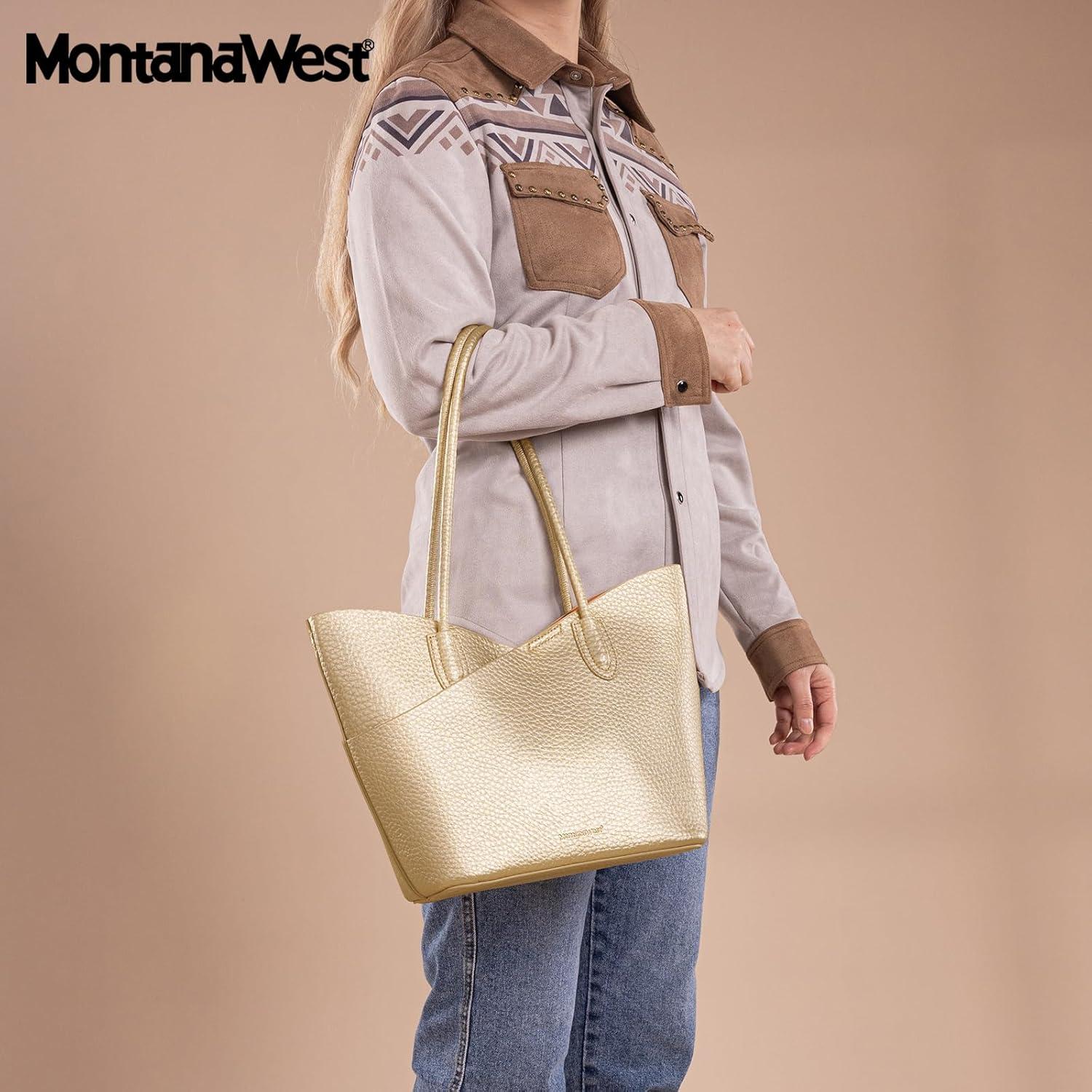 imageMontana West Tote Bag for Women Hobo Shoulder Purses and HandbagsLight Gold