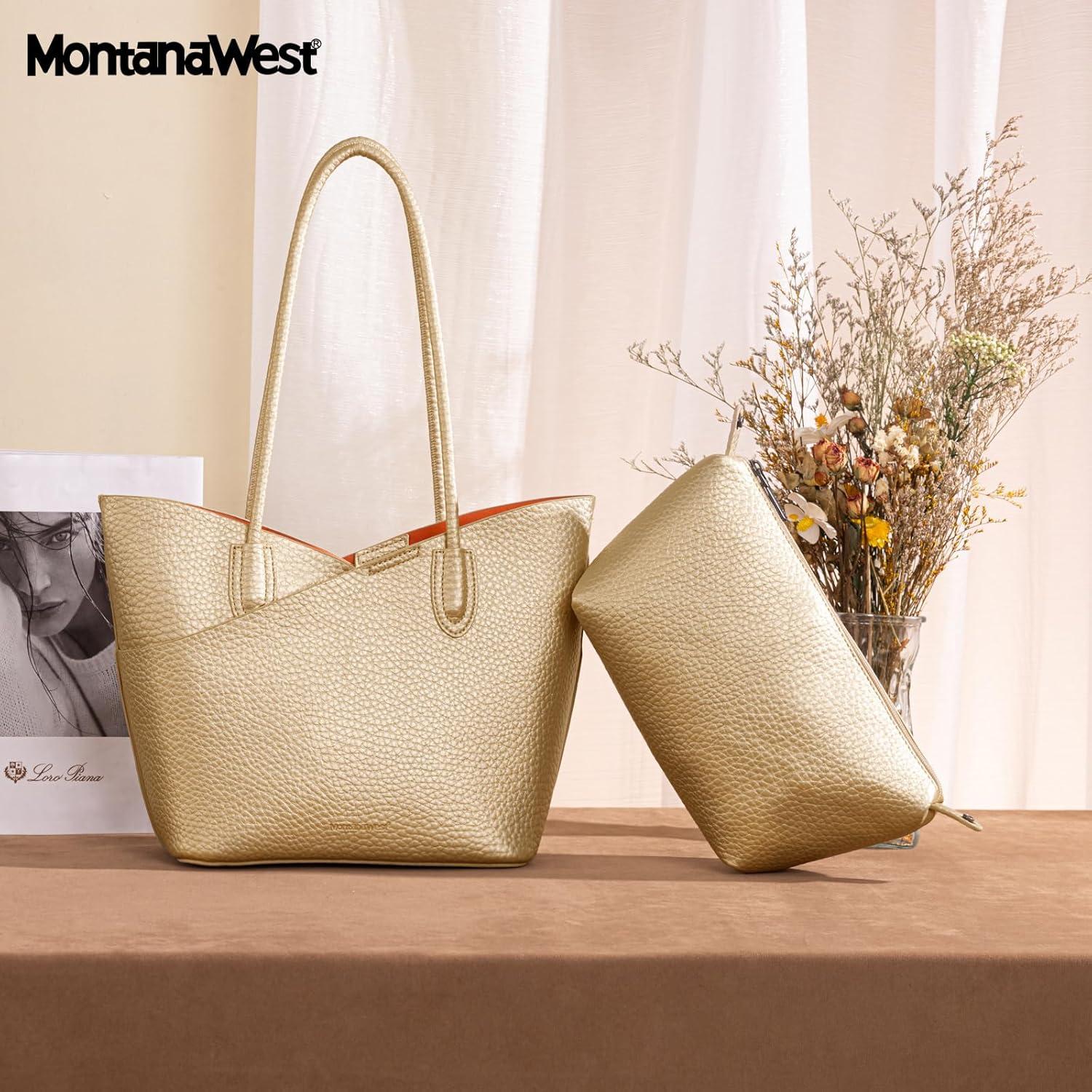 imageMontana West Tote Bag for Women Hobo Shoulder Purses and HandbagsLight Gold