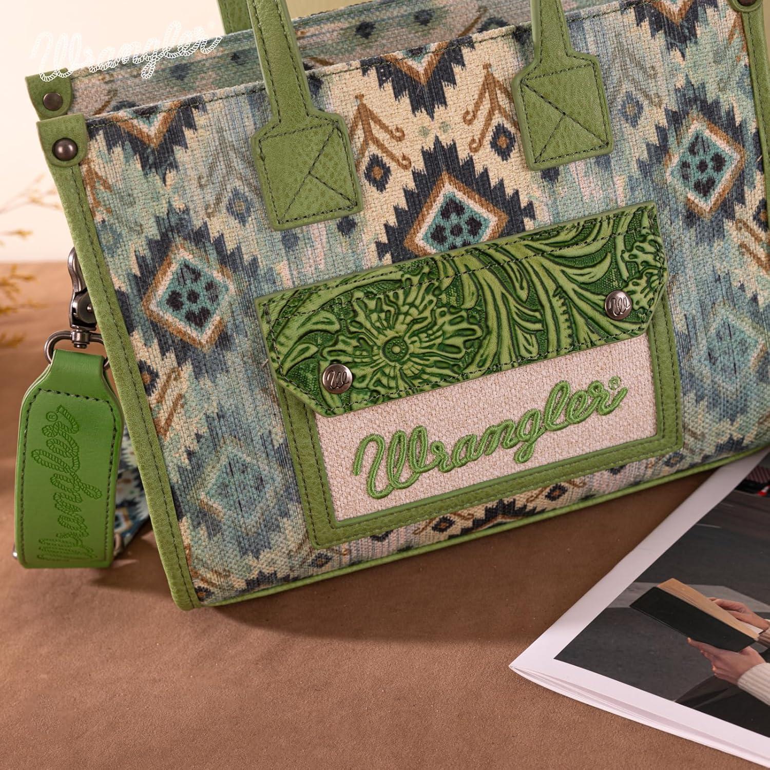 imageMontana West Wrangler Aztec Tote Bag for Women Western Purses and HandbagsGreen