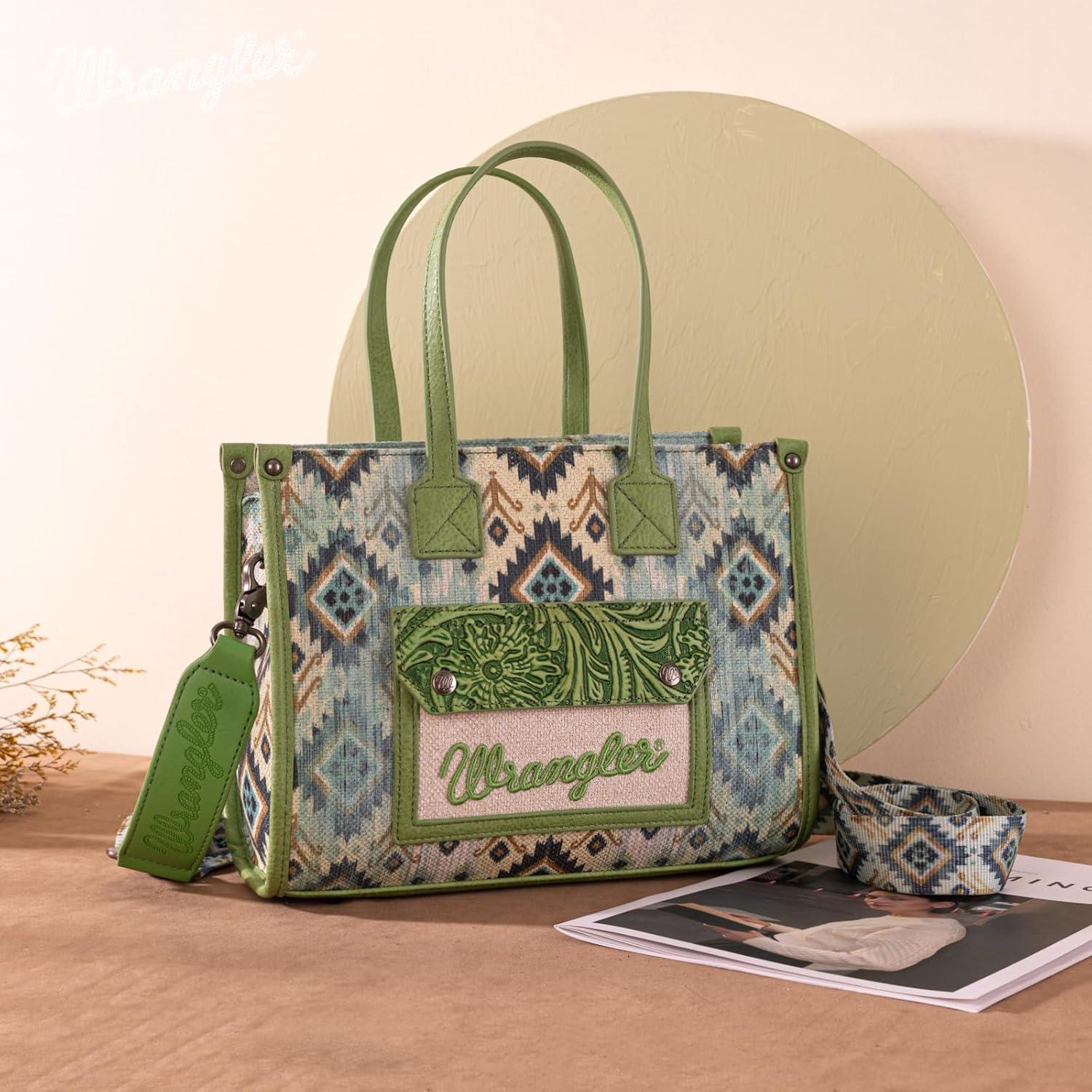 imageMontana West Wrangler Aztec Tote Bag for Women Western Purses and HandbagsGreen