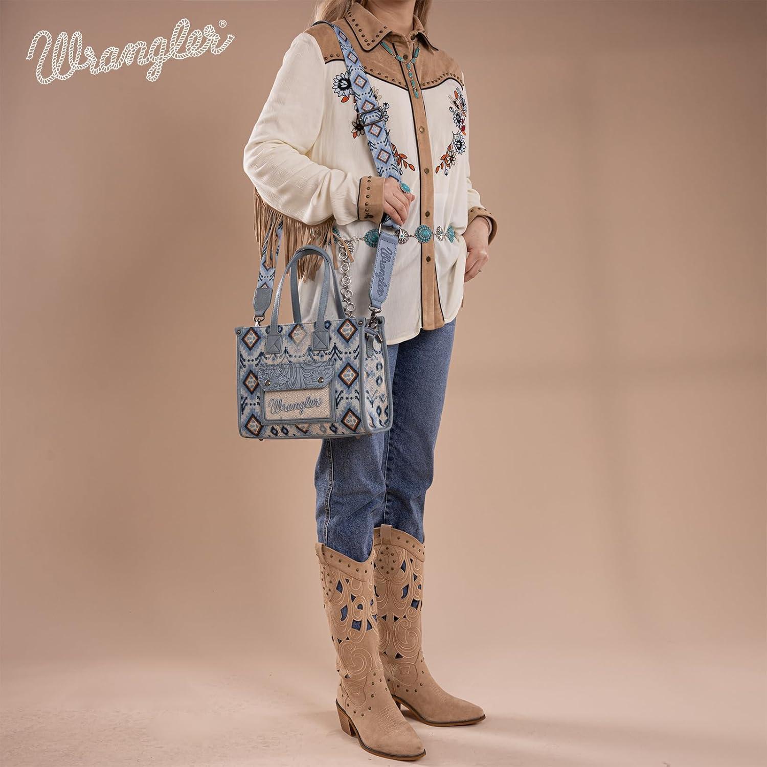 imageMontana West Wrangler Aztec Tote Bag for Women Western Purses and HandbagsNavy