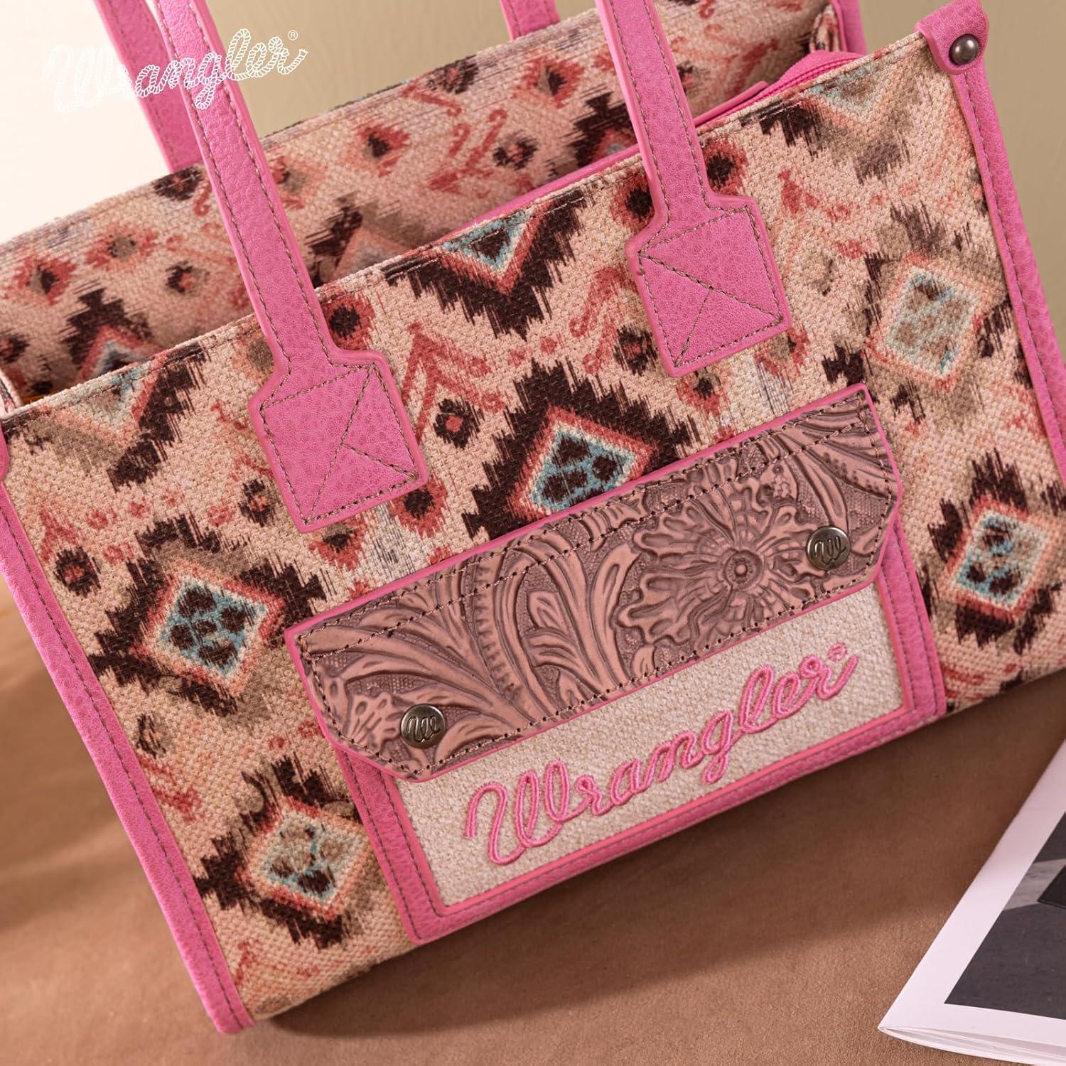 imageMontana West Wrangler Aztec Tote Bag for Women Western Purses and HandbagsPink
