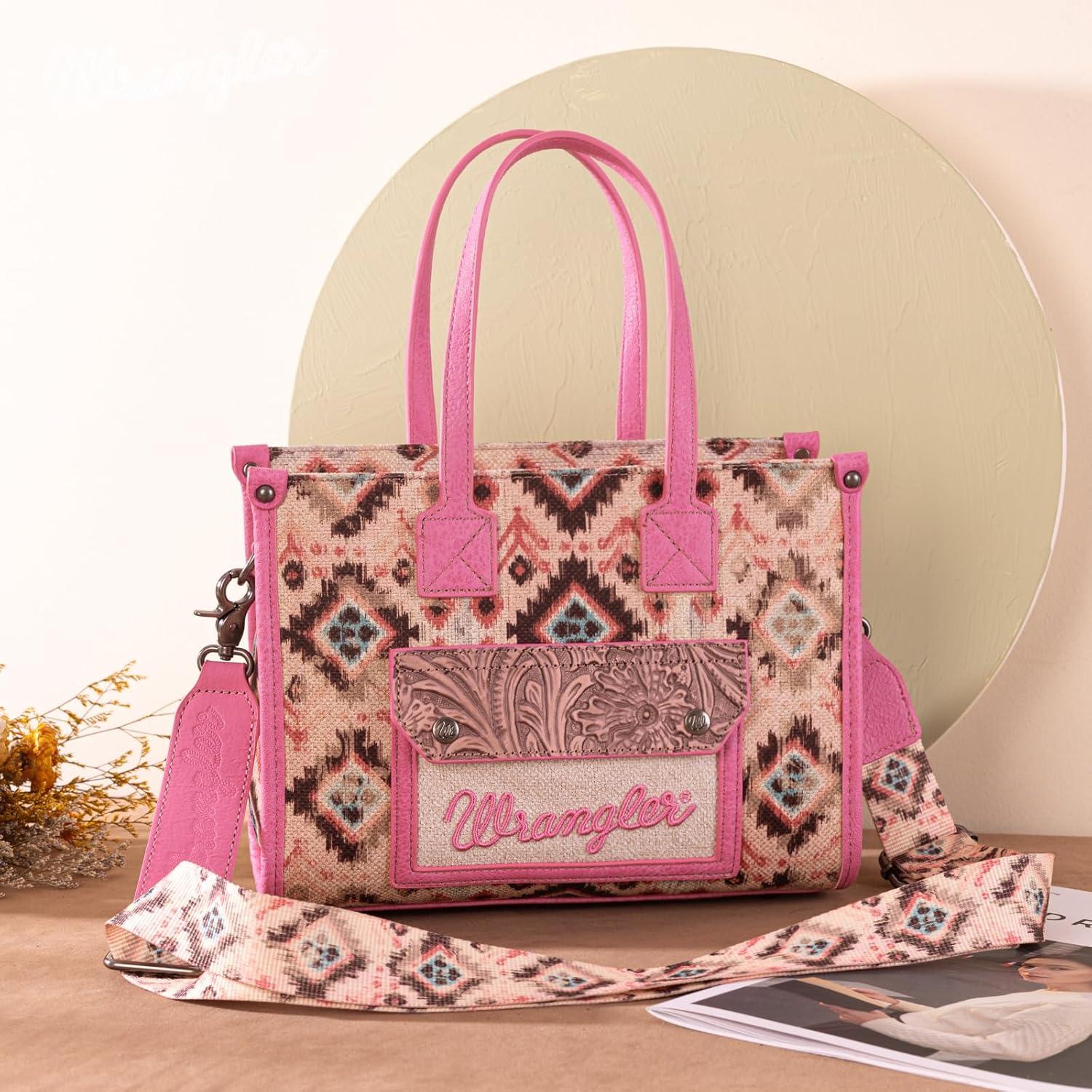 imageMontana West Wrangler Aztec Tote Bag for Women Western Purses and HandbagsPink