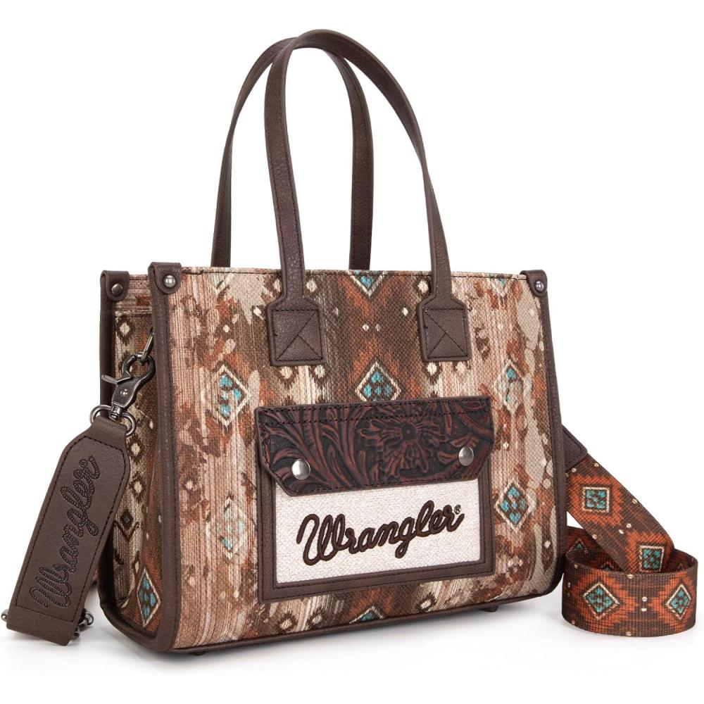 imageMontana West Wrangler Aztec Tote Bag for Women Western Purses and HandbagsCoffee
