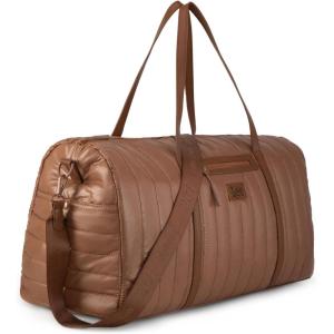 Lee Quilted Travel Duffel Bag for Women, Large Soft Puffy Lightweight Weekender Gym Bag with Adjustable Strap Water-Resistant Overnight Carry On Bag for Trips Sport Airplane Hospital(Brown)