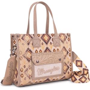 Montana West Wrangler Aztec Tote Bag for Women Western Purses and Handbags(Angel-tan)