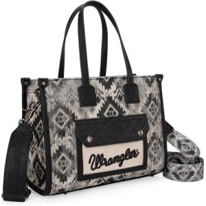Montana West Wrangler Aztec Tote Bag for Women Western Purses and Handbags(Black)