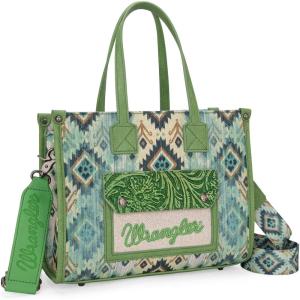 Montana West Wrangler Aztec Tote Bag for Women Western Purses and Handbags(Green)