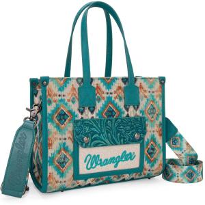 Montana West Wrangler Aztec Tote Bag for Women Western Purses and Handbags(Turquoise)