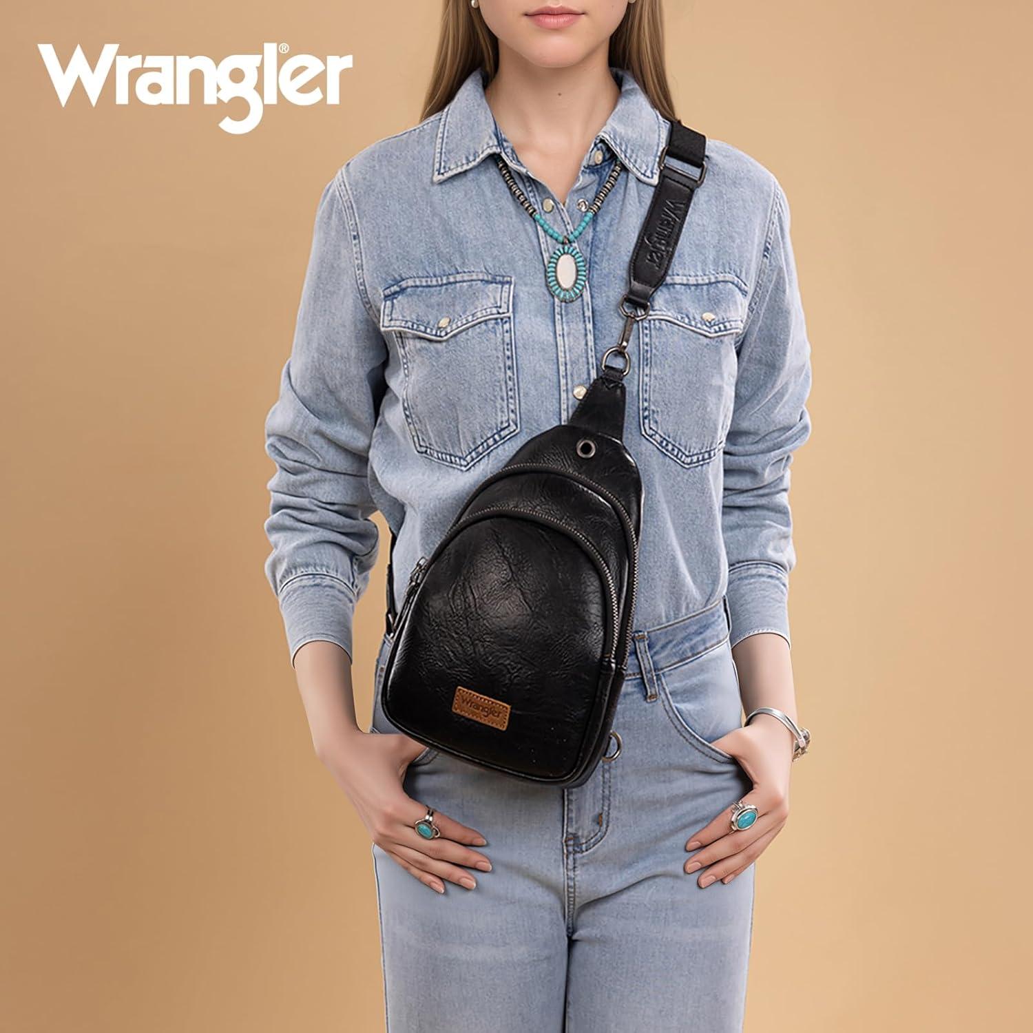 imageWrangler Western Crossbody Sling Bags for Women Backpack Chest Bag for Travel Daily Use and Gifts Leopard and Cow PrintBlack