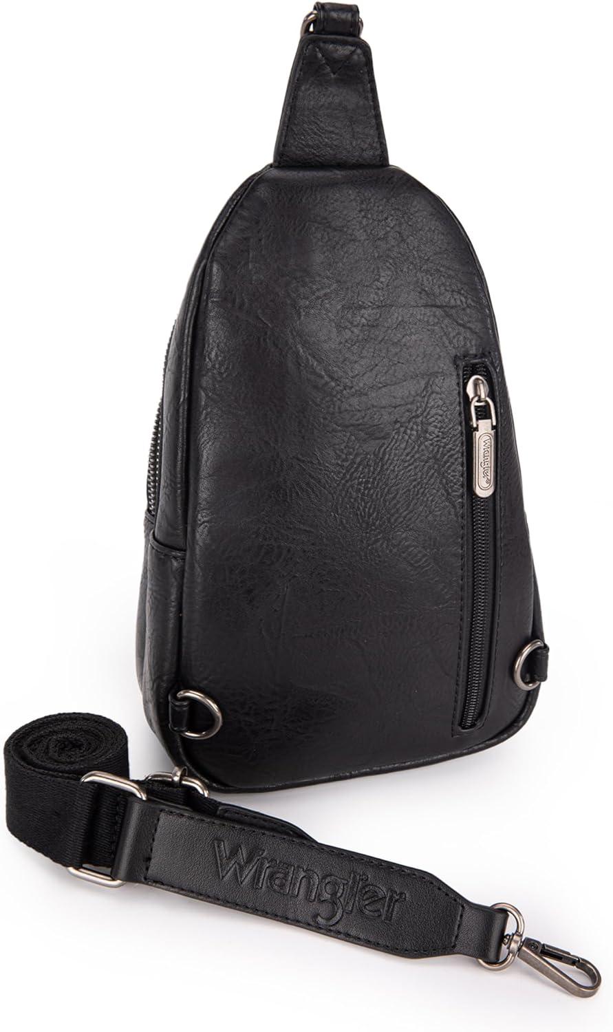 imageWrangler Western Crossbody Sling Bags for Women Backpack Chest Bag for Travel Daily Use and Gifts Leopard and Cow PrintBlack