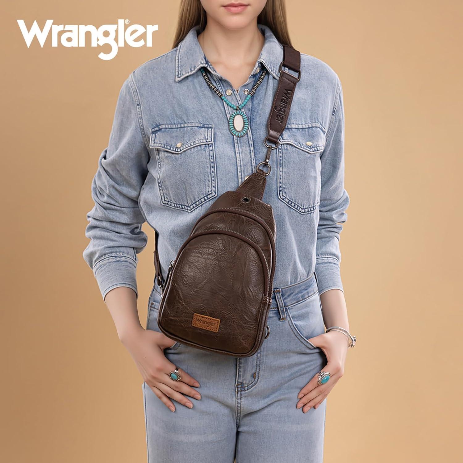 imageWrangler Western Crossbody Sling Bags for Women Backpack Chest Bag for Travel Daily Use and Gifts Leopard and Cow PrintCoffee