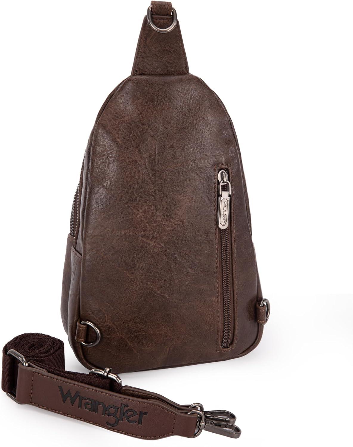 imageWrangler Western Crossbody Sling Bags for Women Backpack Chest Bag for Travel Daily Use and Gifts Leopard and Cow PrintCoffee