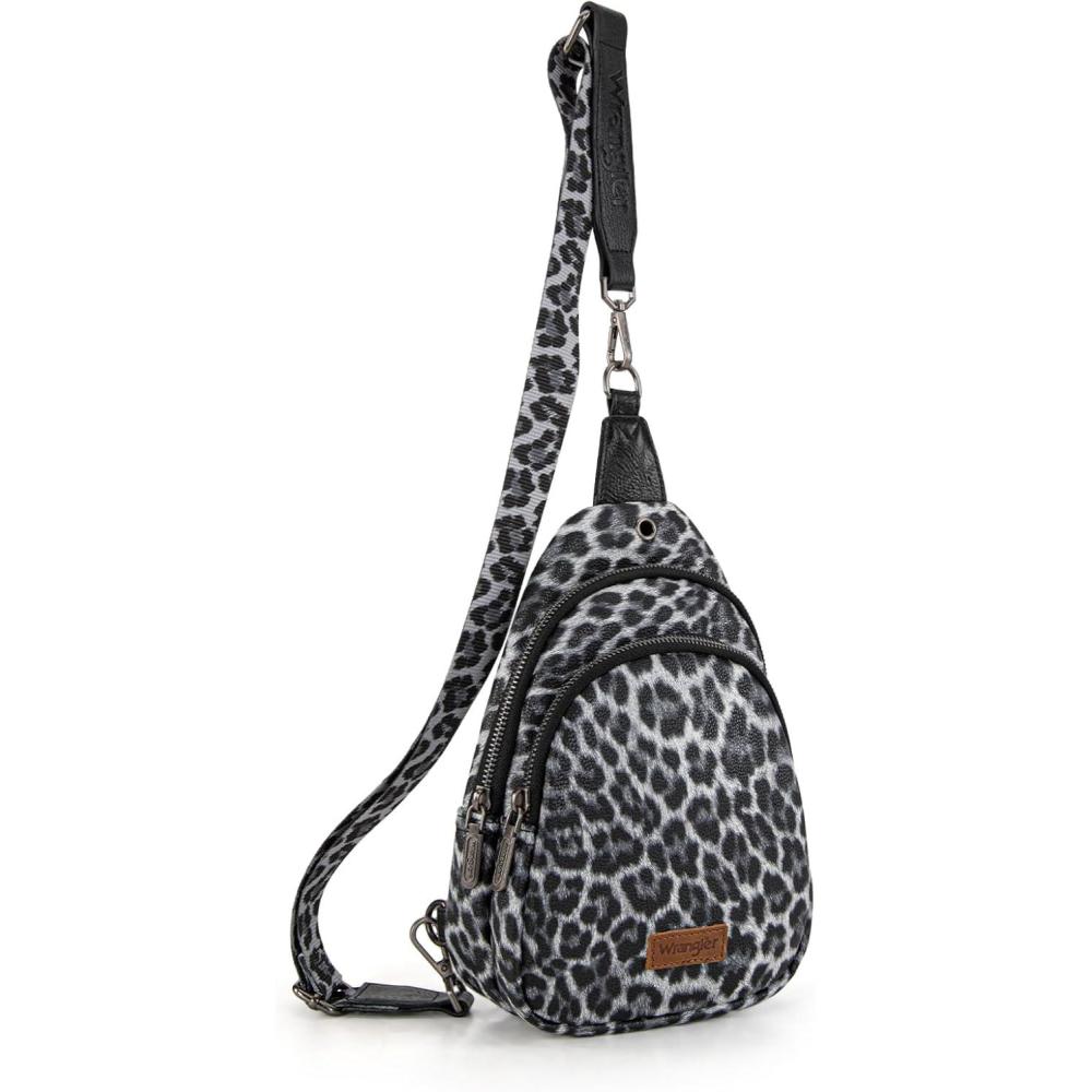imageWrangler Western Crossbody Sling Bags for Women Backpack Chest Bag for Travel Daily Use and Gifts  Leopard and Cow PrintLeopard  Black