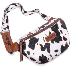 Wrangler Large Fanny Packs for Women Cow Print Belt Bag Crossbody Sling Purse with Adjustable Long Strap(Brown)
