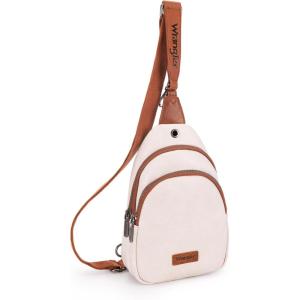 Wrangler Western Crossbody Sling Bags for Women Backpack Chest Bag for Travel, Daily Use, and Gifts – Leopard and Cow Print(Beige)