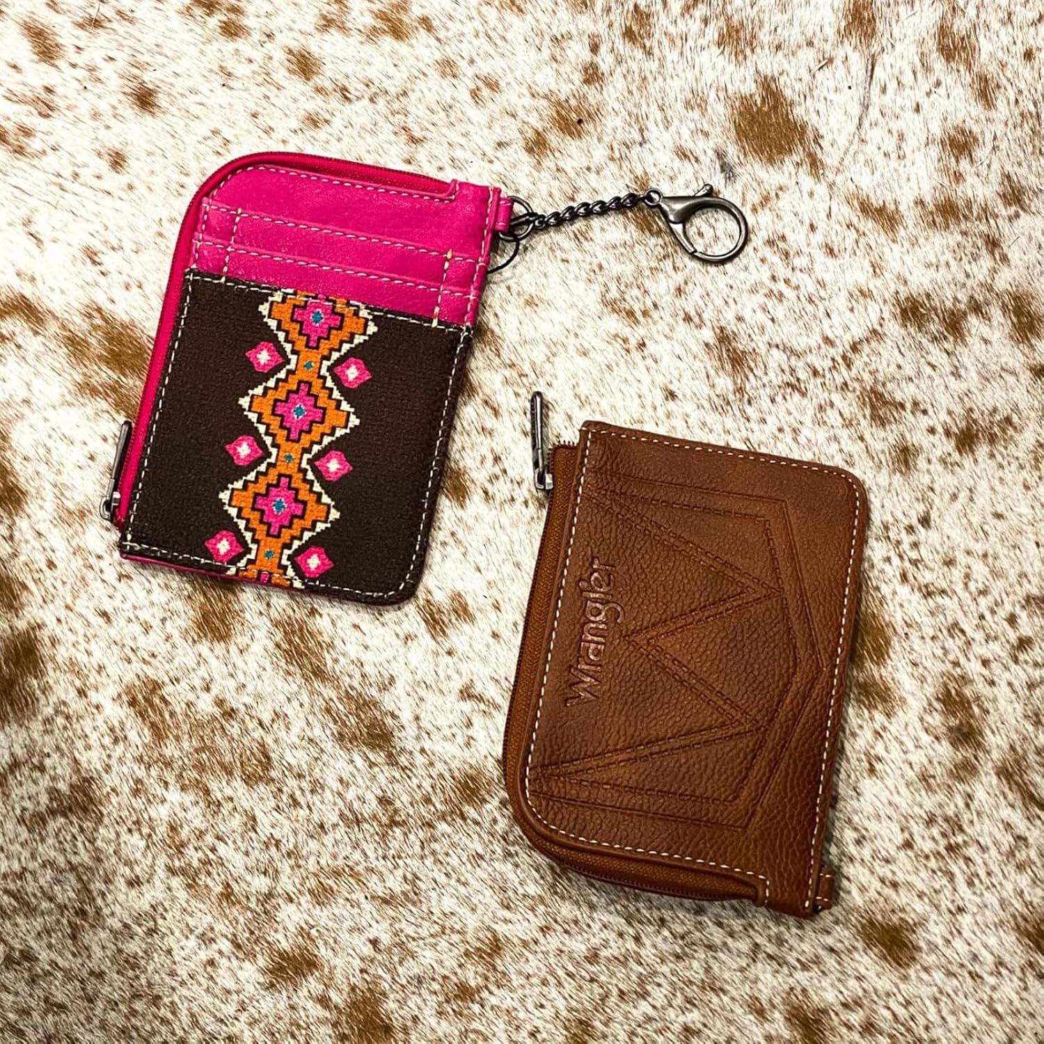 imageMontana West Wrangler Cow Print Wallets for Women Boho Western Card Holder WG133W005TNAngel Diamond Hot Pink