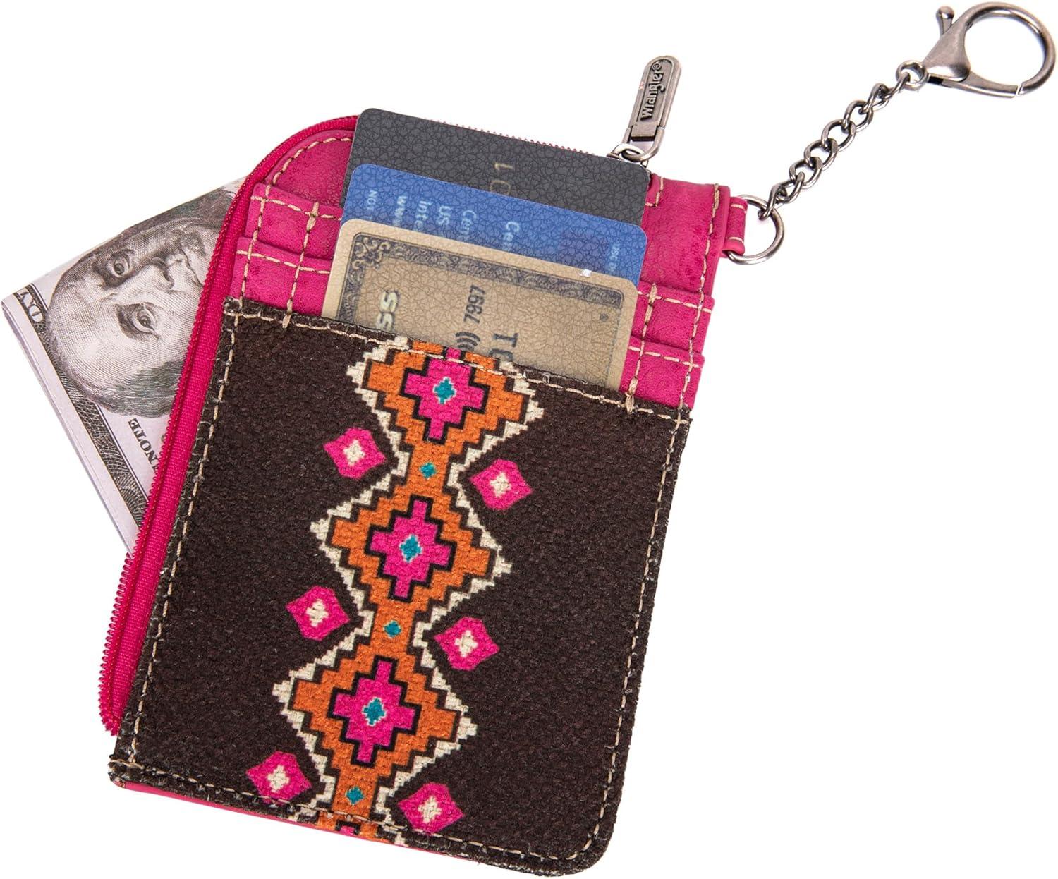 imageMontana West Wrangler Cow Print Wallets for Women Boho Western Card Holder WG133W005TNAngel Diamond Hot Pink
