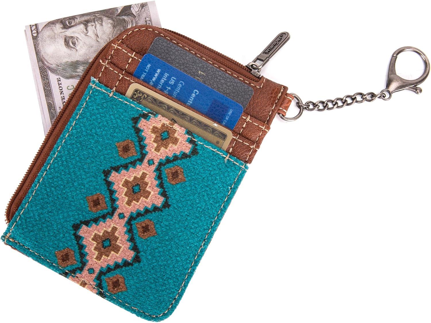 imageMontana West Wrangler Cow Print Wallets for Women Boho Western Card Holder WG133W005TNAngel Diamond Turquoise