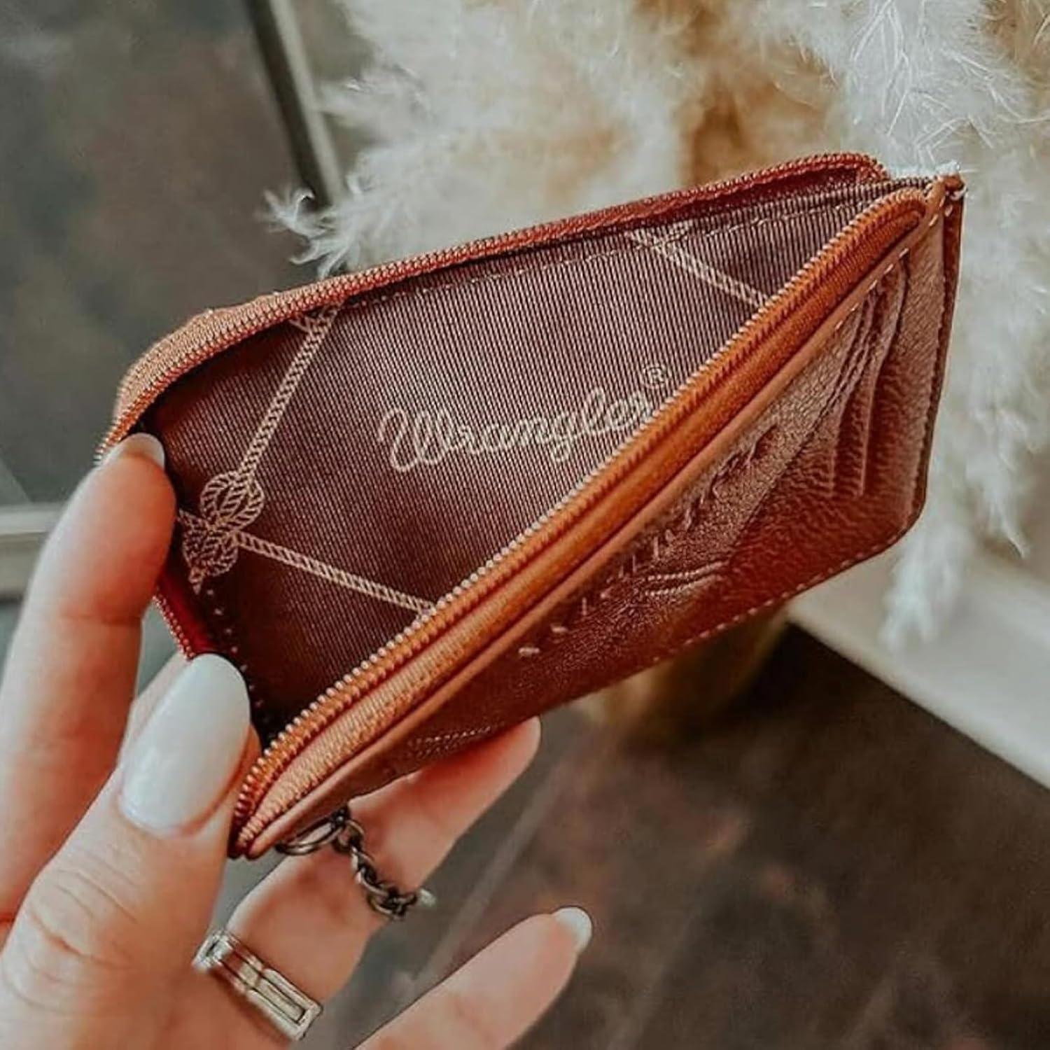 imageMontana West Wrangler Cow Print Wallets for Women Boho Western Card Holder WG133W005TNAngel Diamond Turquoise