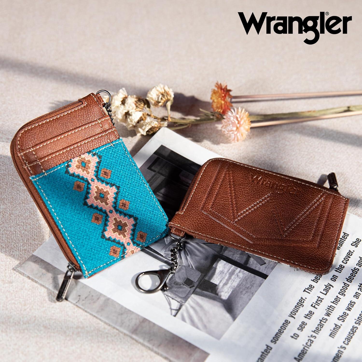 imageMontana West Wrangler Cow Print Wallets for Women Boho Western Card Holder WG133W005TNAngel Diamond Turquoise
