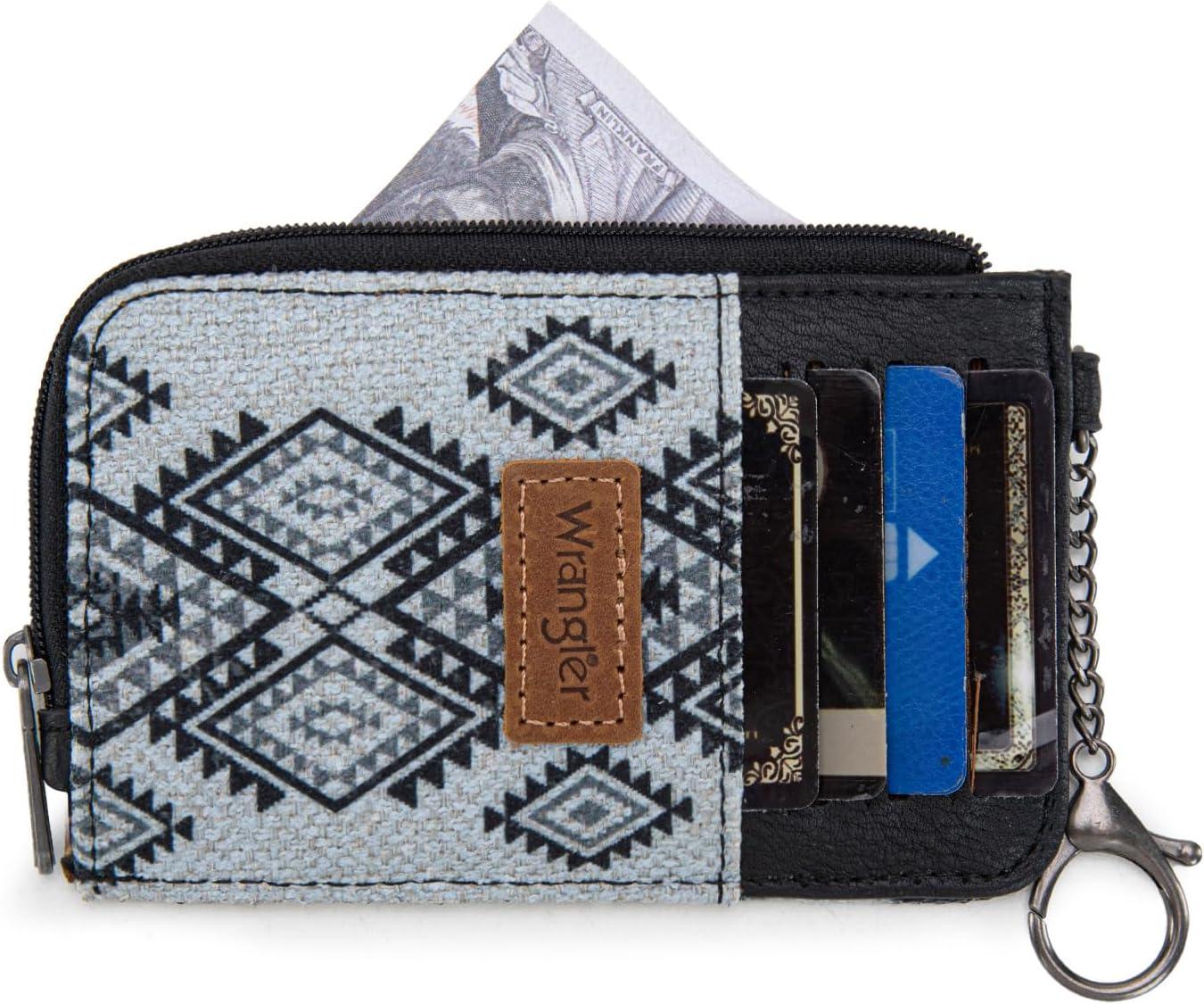 imageMontana West Wrangler Cow Print Wallets for Women Boho Western Card Holder WG133W005TNAztec Black