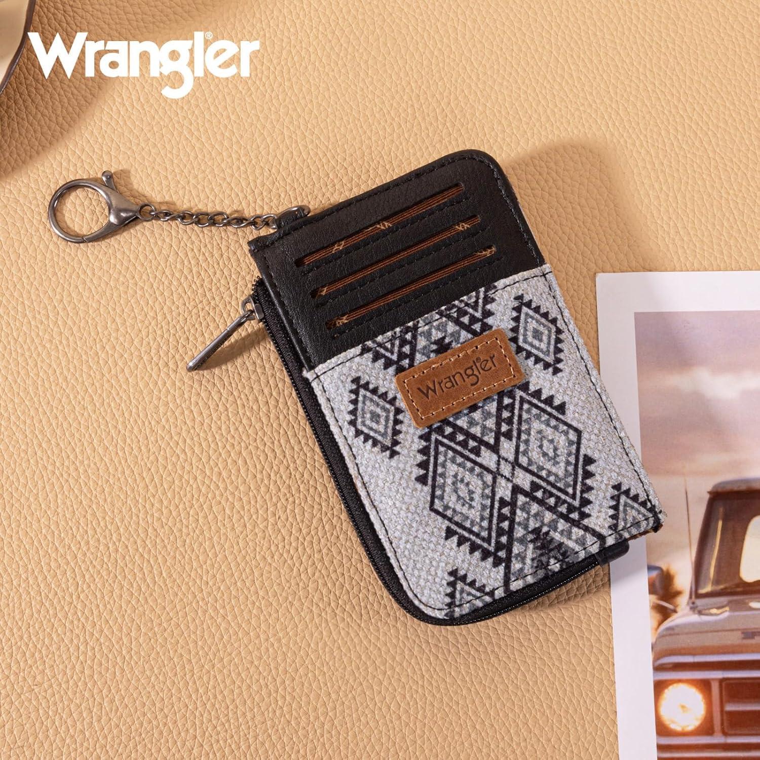 imageMontana West Wrangler Cow Print Wallets for Women Boho Western Card Holder WG133W005TNAztec Black