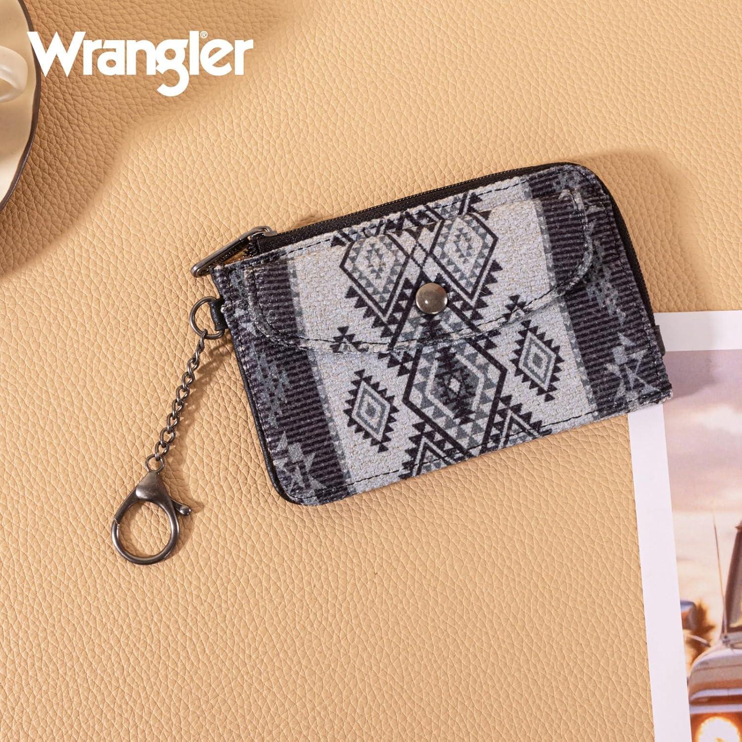 imageMontana West Wrangler Cow Print Wallets for Women Boho Western Card Holder WG133W005TNAztec Black