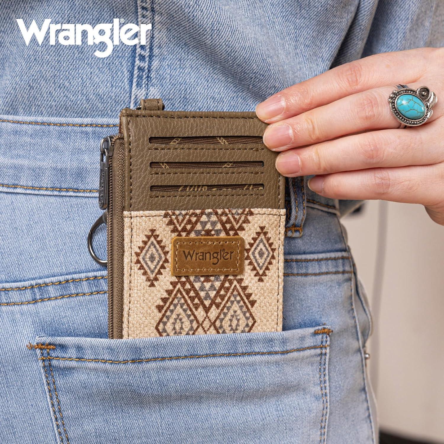 imageMontana West Wrangler Cow Print Wallets for Women Boho Western Card Holder WG133W005TNAztec Coffee