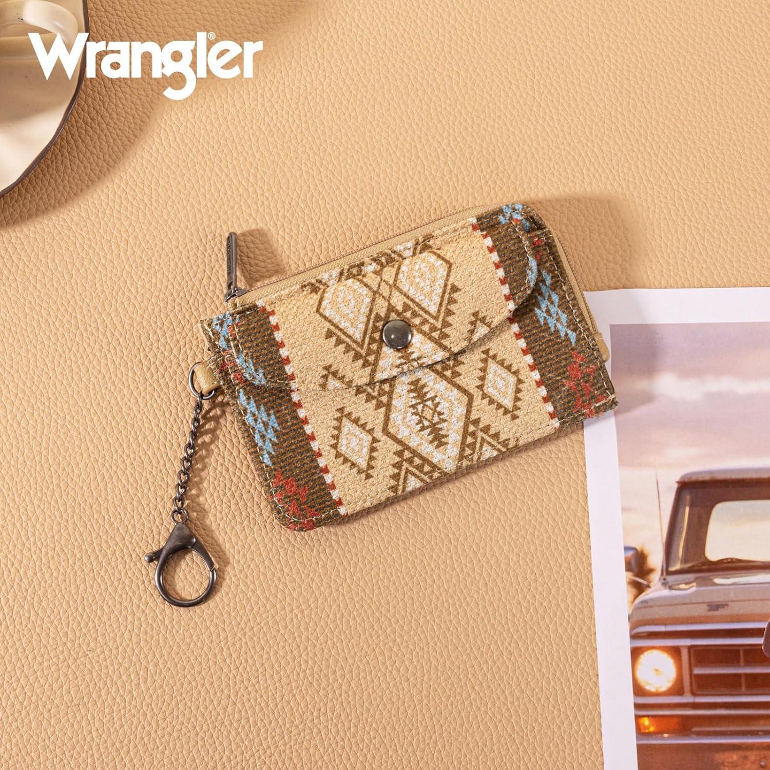 imageMontana West Wrangler Cow Print Wallets for Women Boho Western Card Holder WG133W005TNAztec Khaki