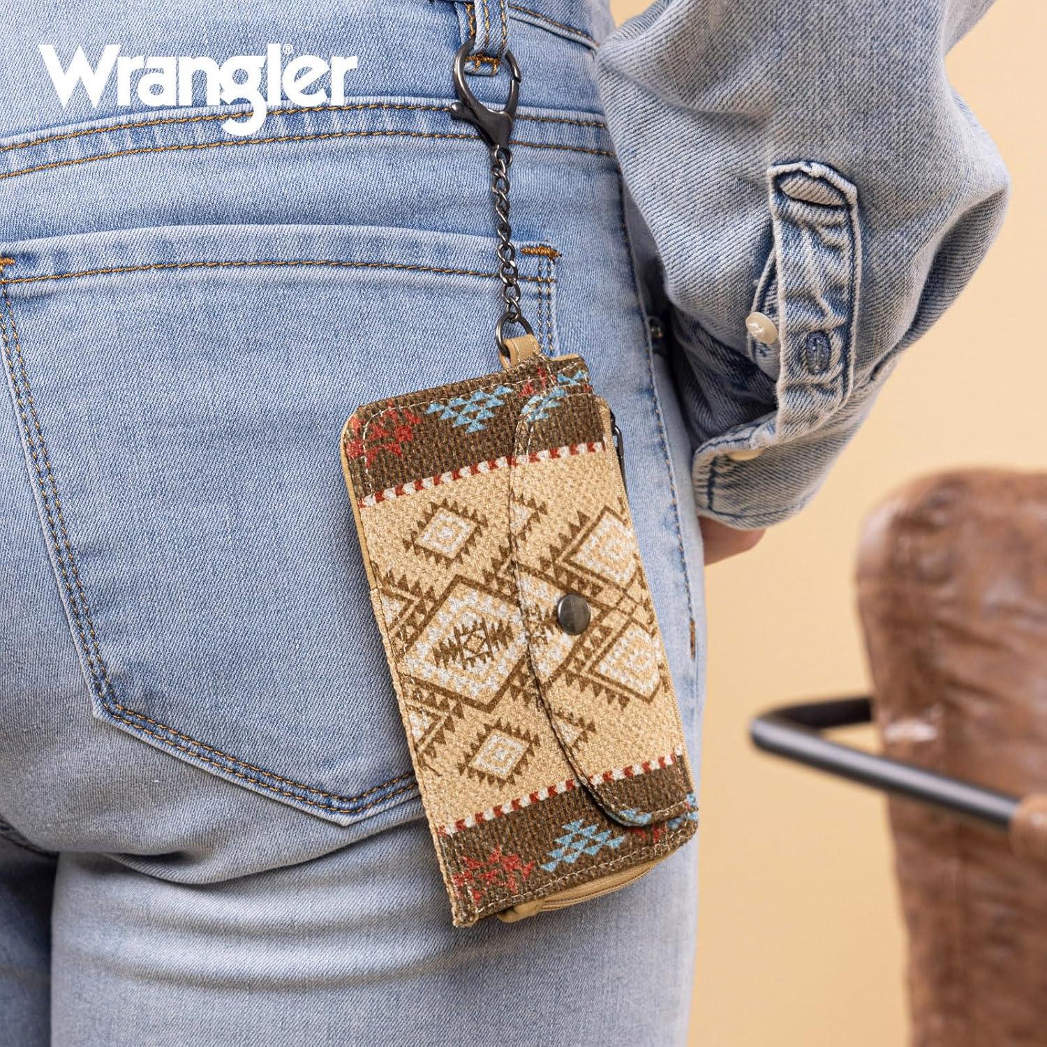 imageMontana West Wrangler Cow Print Wallets for Women Boho Western Card Holder WG133W005TNAztec Khaki